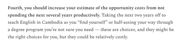 Quote about opportunity costs of not spending the next several years productively in the age of AI